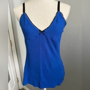 Guess Vintage Royal Blue Camisole Tank Top with Black Accents - Size XL